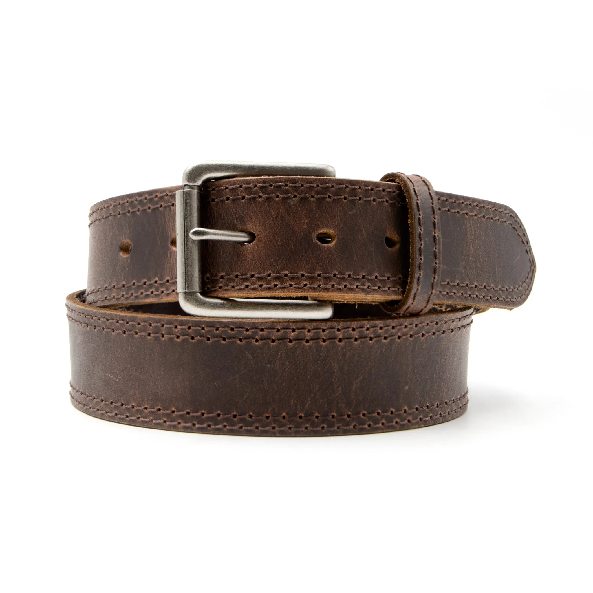 1 1/2" Roller Buckle Double Stitch Belt