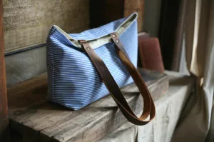1940's era Ticking Fabric Tote Bag - SOLD