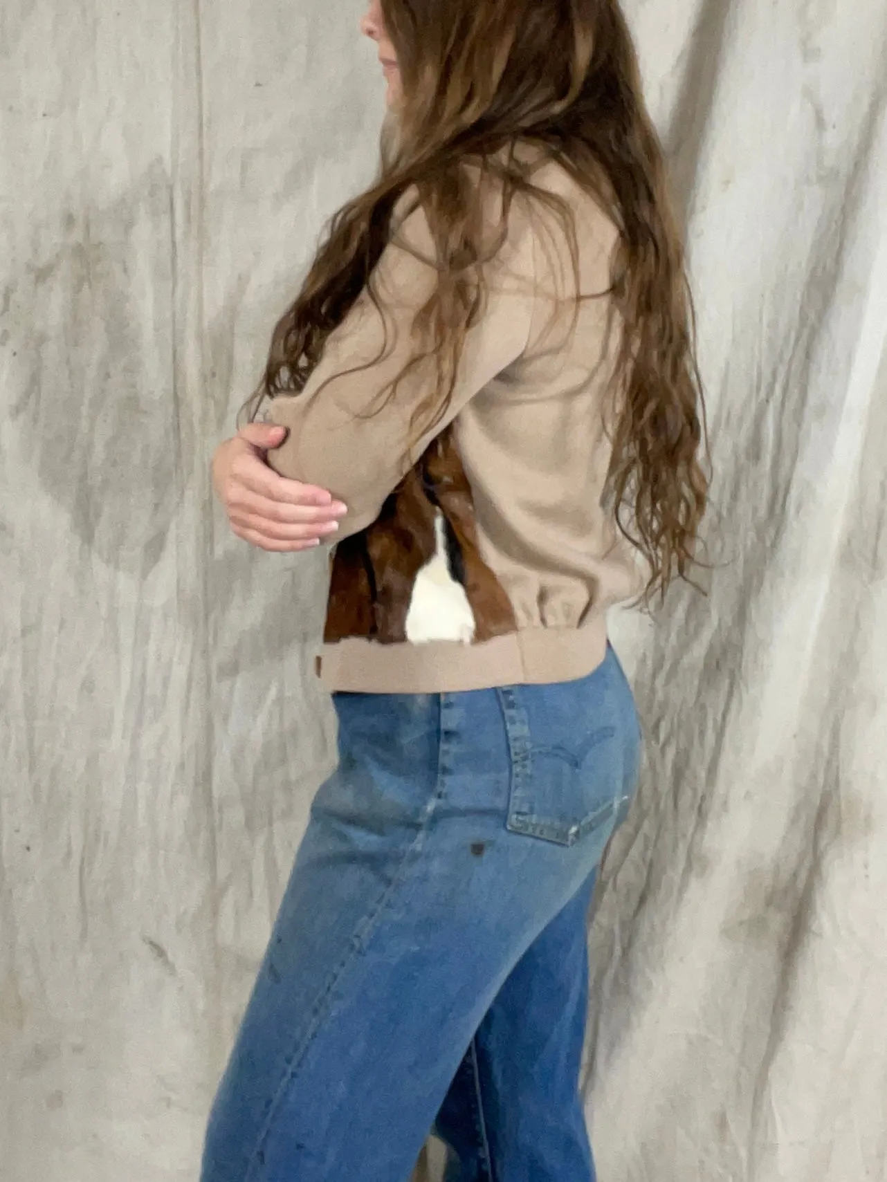 1940s/1950s Western Style Pony Hair-On-Hide Knit Cardigan Jacket