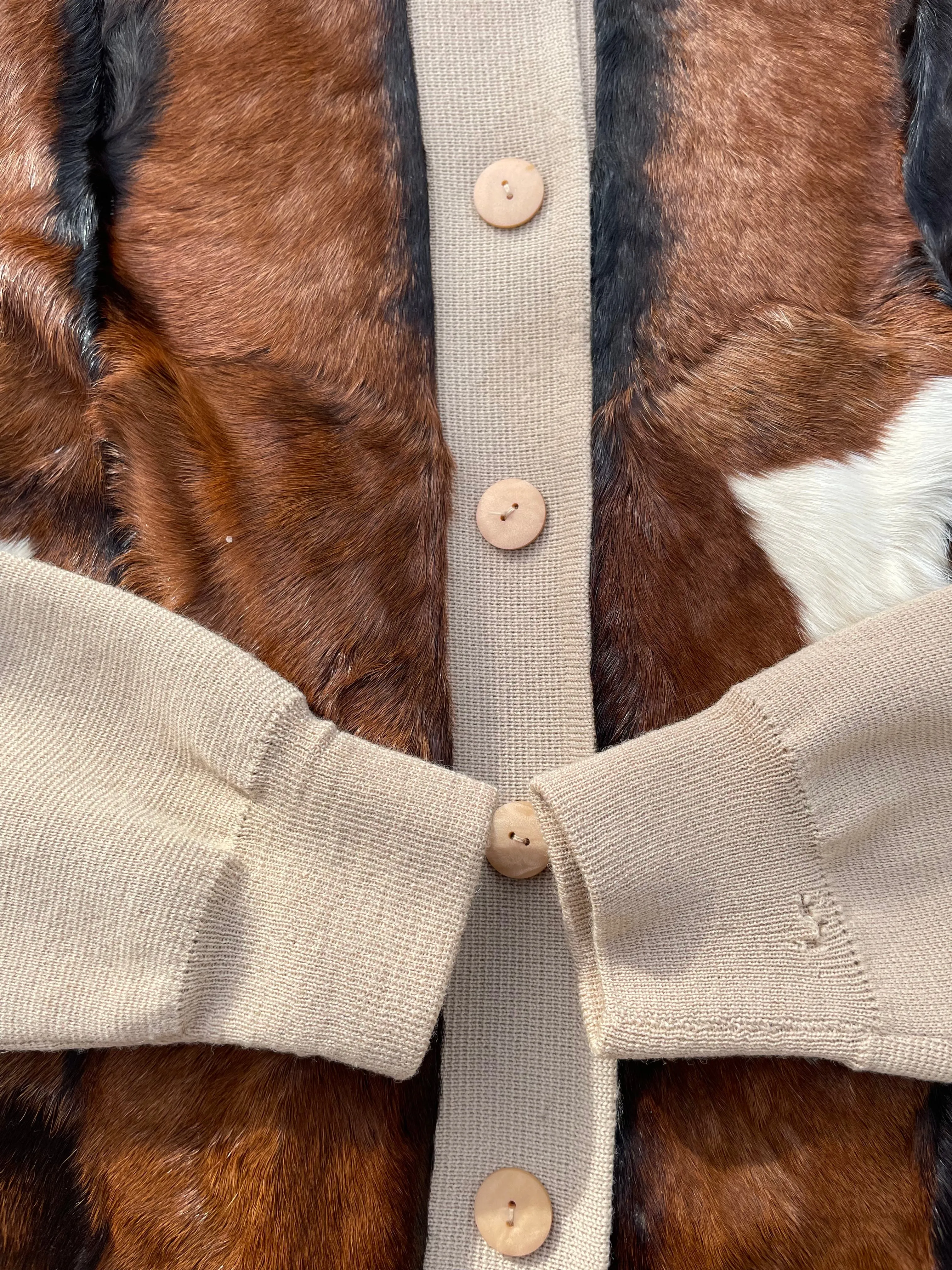 1940s/1950s Western Style Pony Hair-On-Hide Knit Cardigan Jacket
