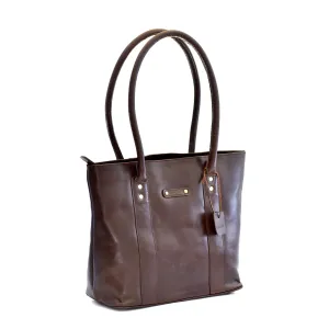 392004 Ladies Tote Bag in Dark Brown Full Grain Leather | Style n Craft