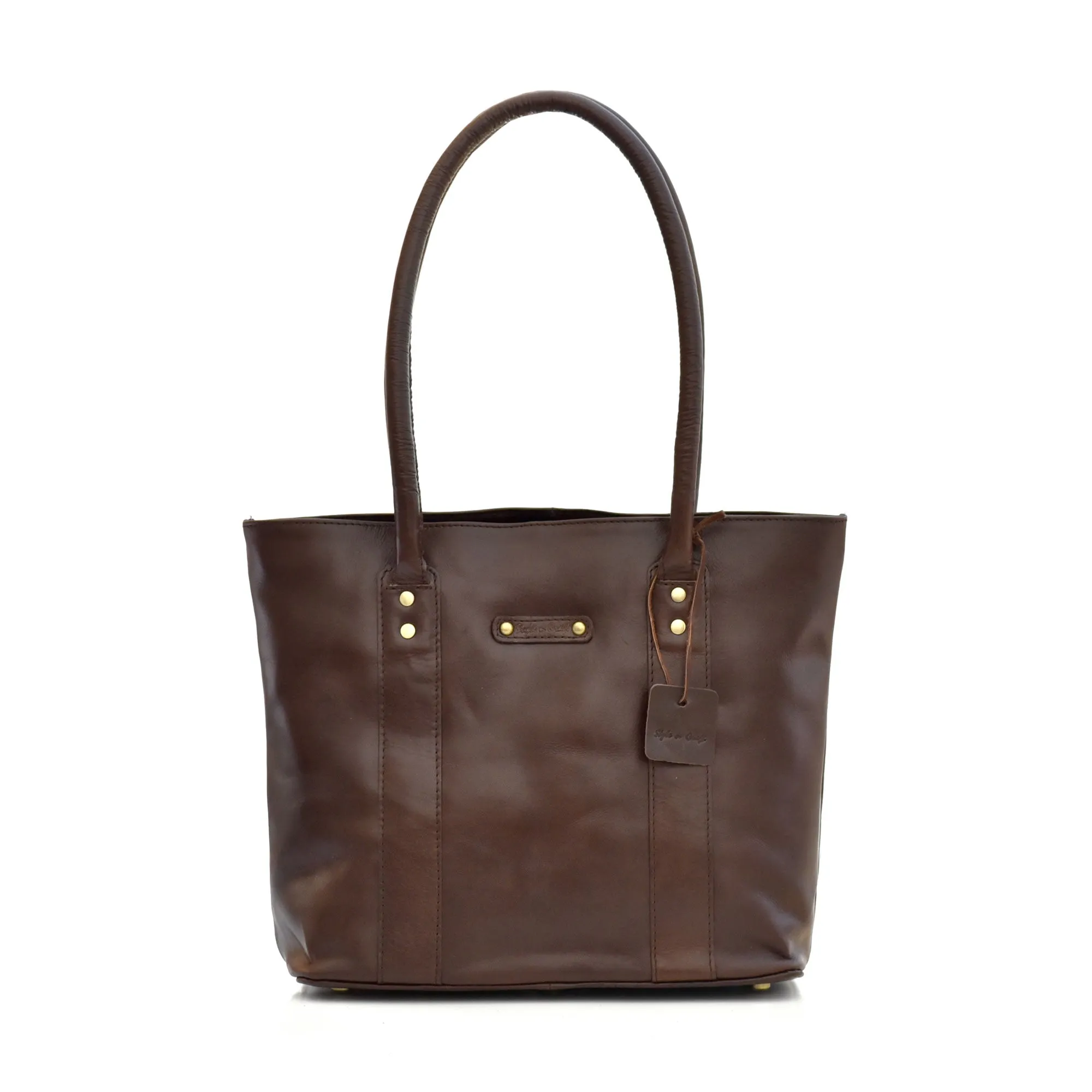 392004 Ladies Tote Bag in Dark Brown Full Grain Leather | Style n Craft