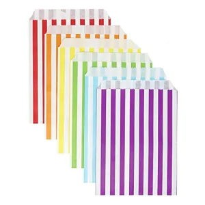 48 Rainbow Striped Stripes 5x7 Paper Treat Candy Bags Goody Favor Bags