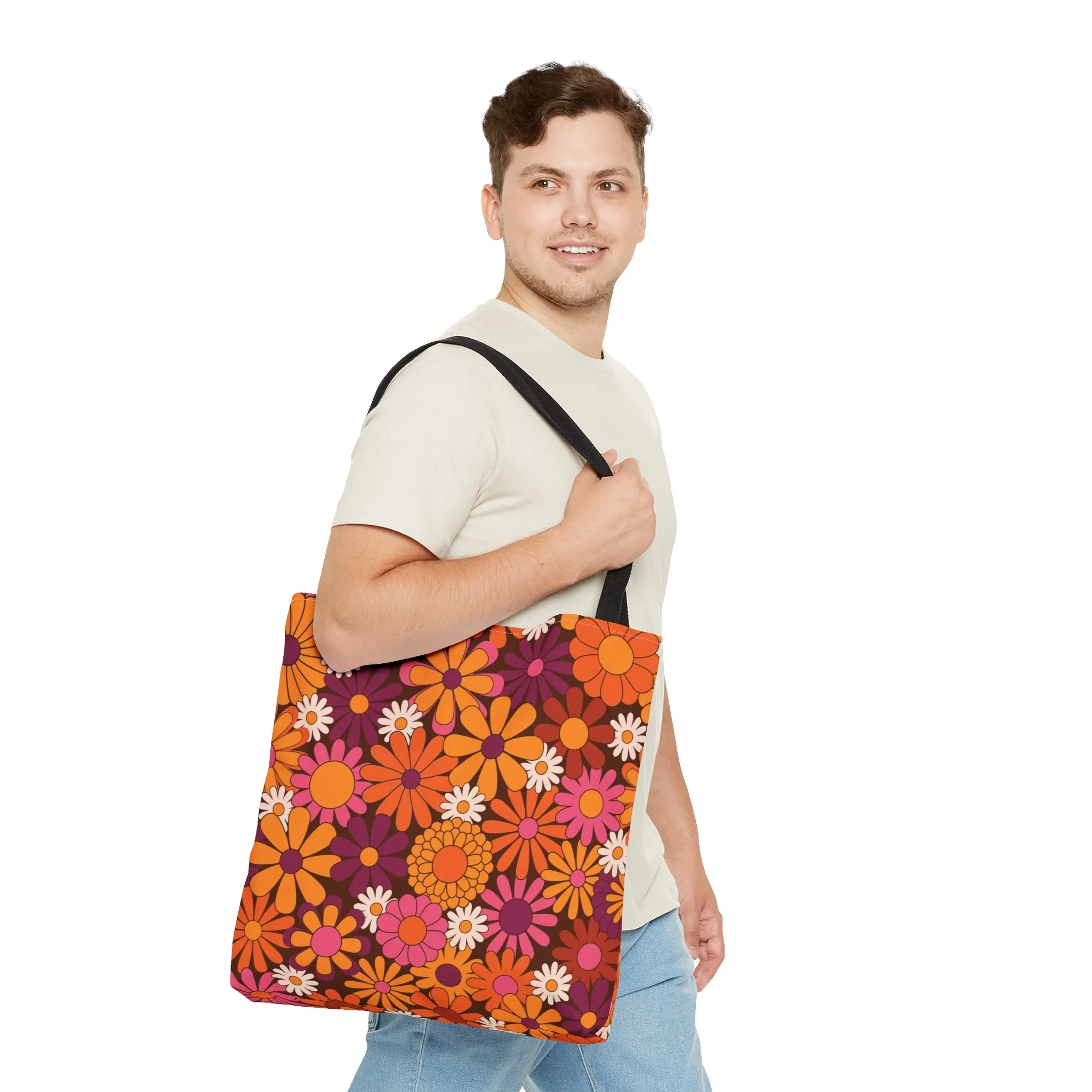 70s Hippie Flower Tote Bag