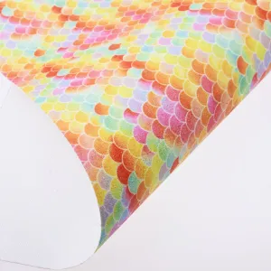 8*12" Mermaid Scales Glitter Faux leather sheets Earring Supplies Glitter Vinyl Sheets for craft 1pcs 102628