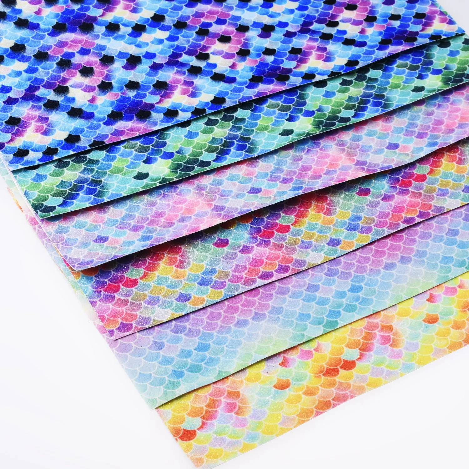 8*12" Mermaid Scales Glitter Faux leather sheets Earring Supplies Glitter Vinyl Sheets for craft 1pcs 102628