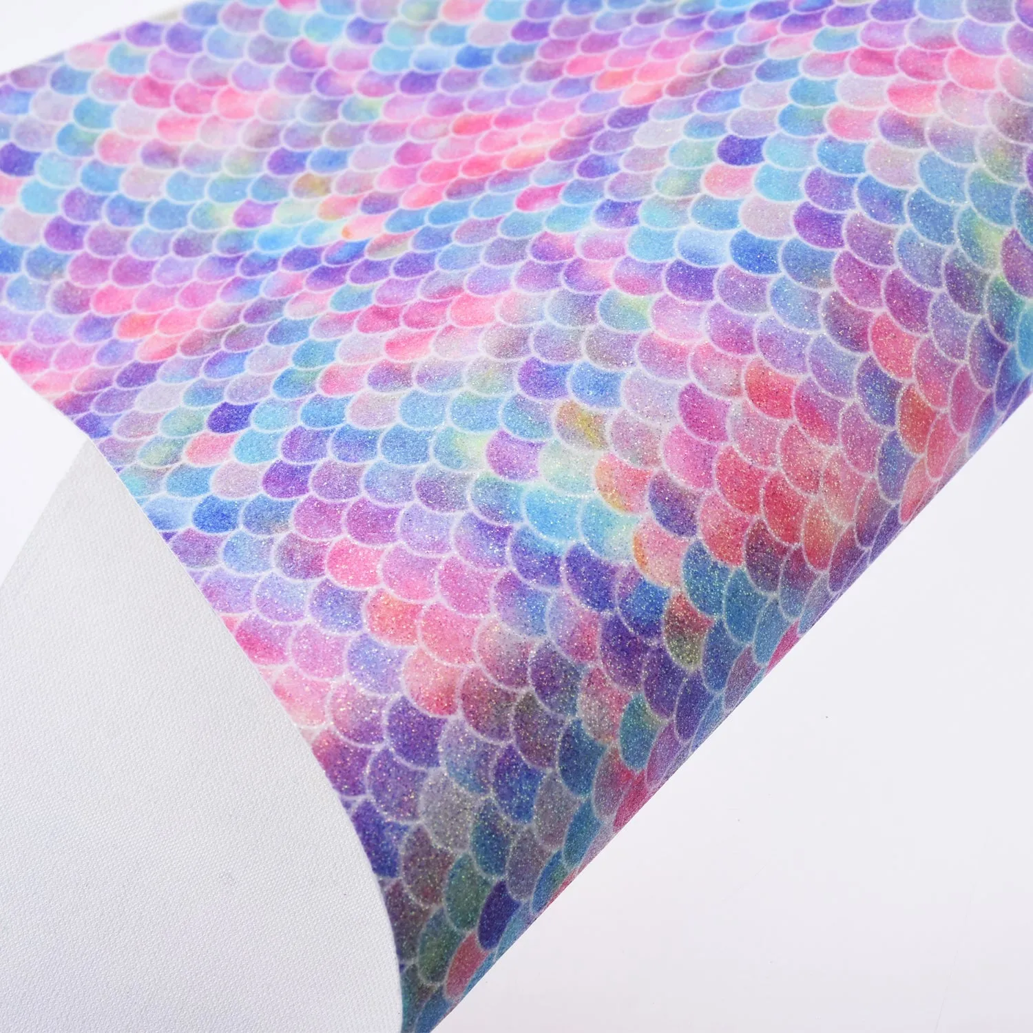 8*12" Mermaid Scales Glitter Faux leather sheets Earring Supplies Glitter Vinyl Sheets for craft 1pcs 102628
