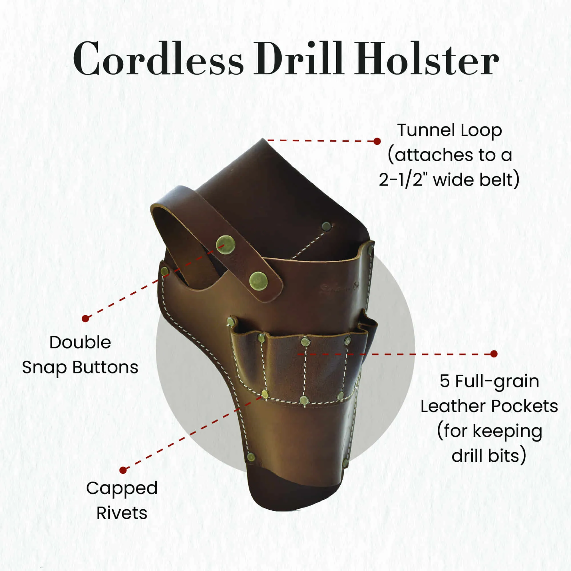 98000 - Cordless Drill Holster in Heavy Full Grain Leather | Style n Craft