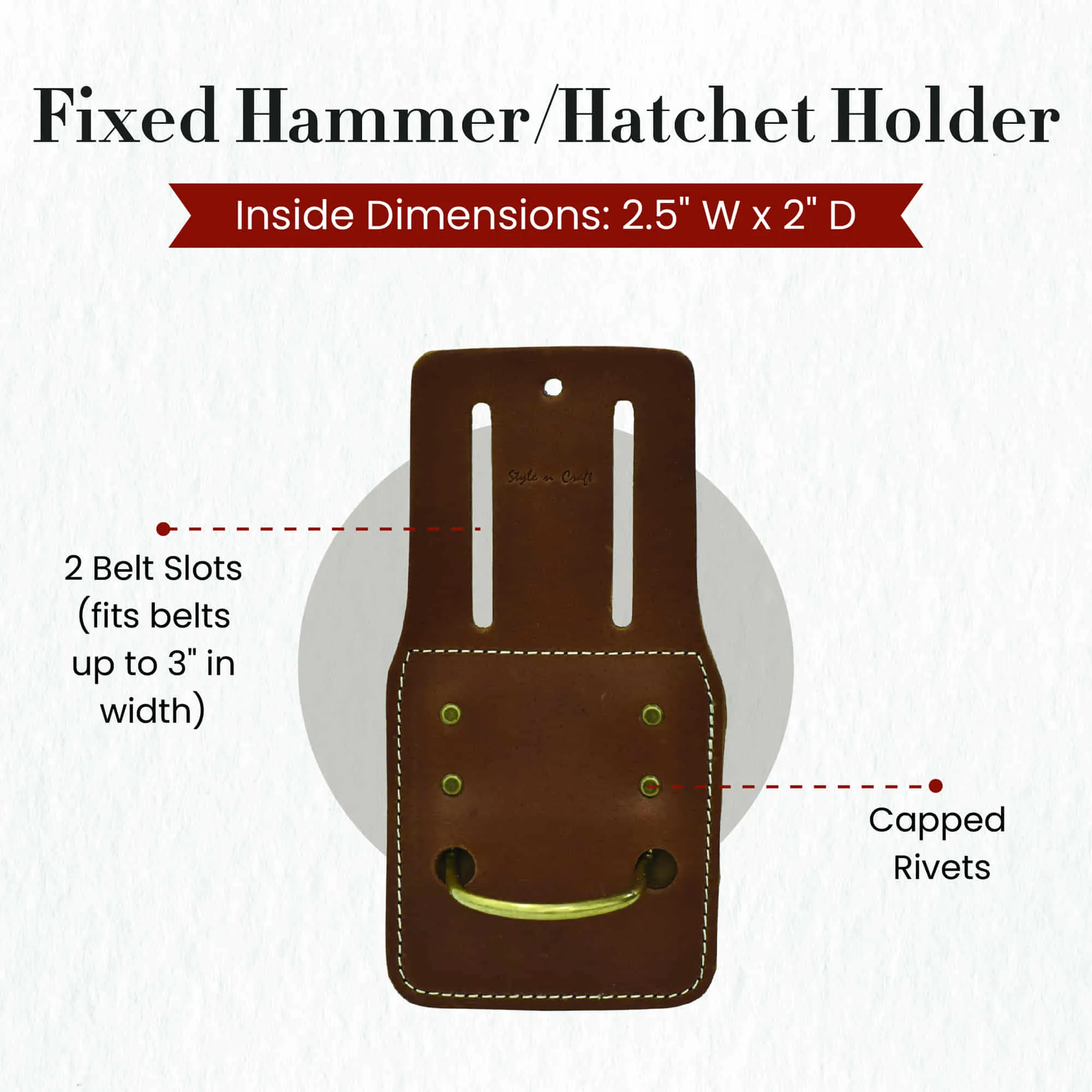 98438 - Fixed Hammer / Hatchet Holder in Heavy Top Grain Leather