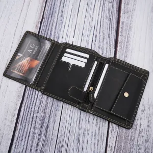 AG Wallets Vintage Distressed Leather Hipster Wallet with Coin Pocket