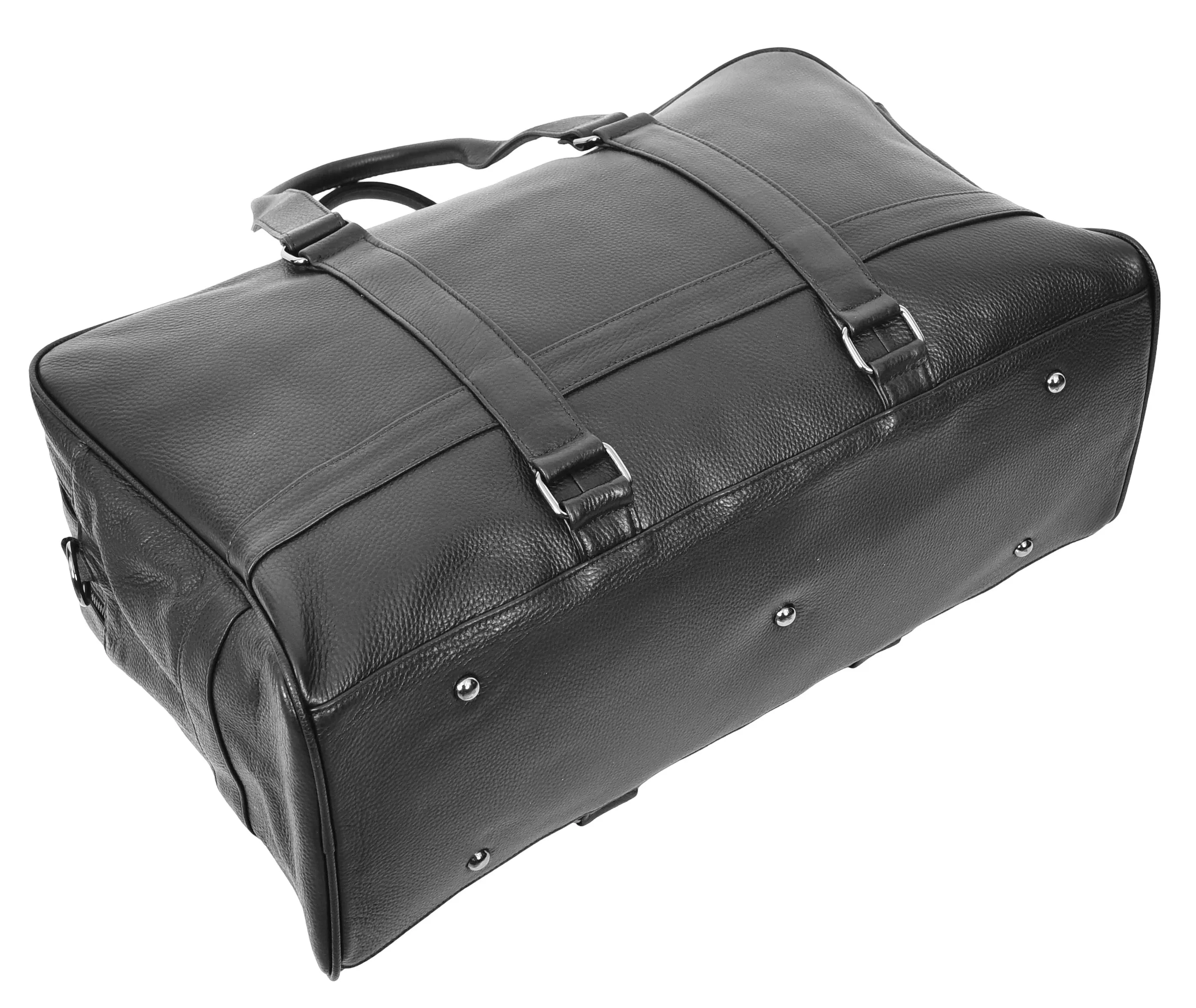 Alexis Leather Large Classic Weekend Travel Holdall Bag Black