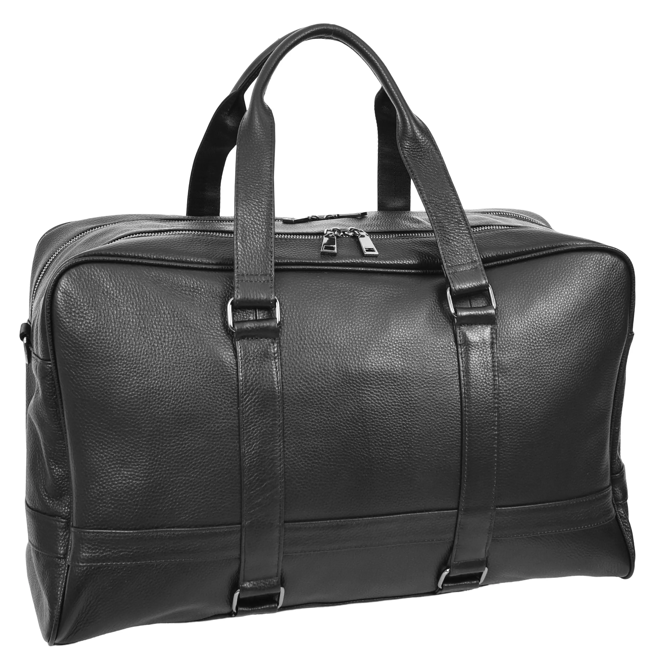 Alexis Leather Large Classic Weekend Travel Holdall Bag Black