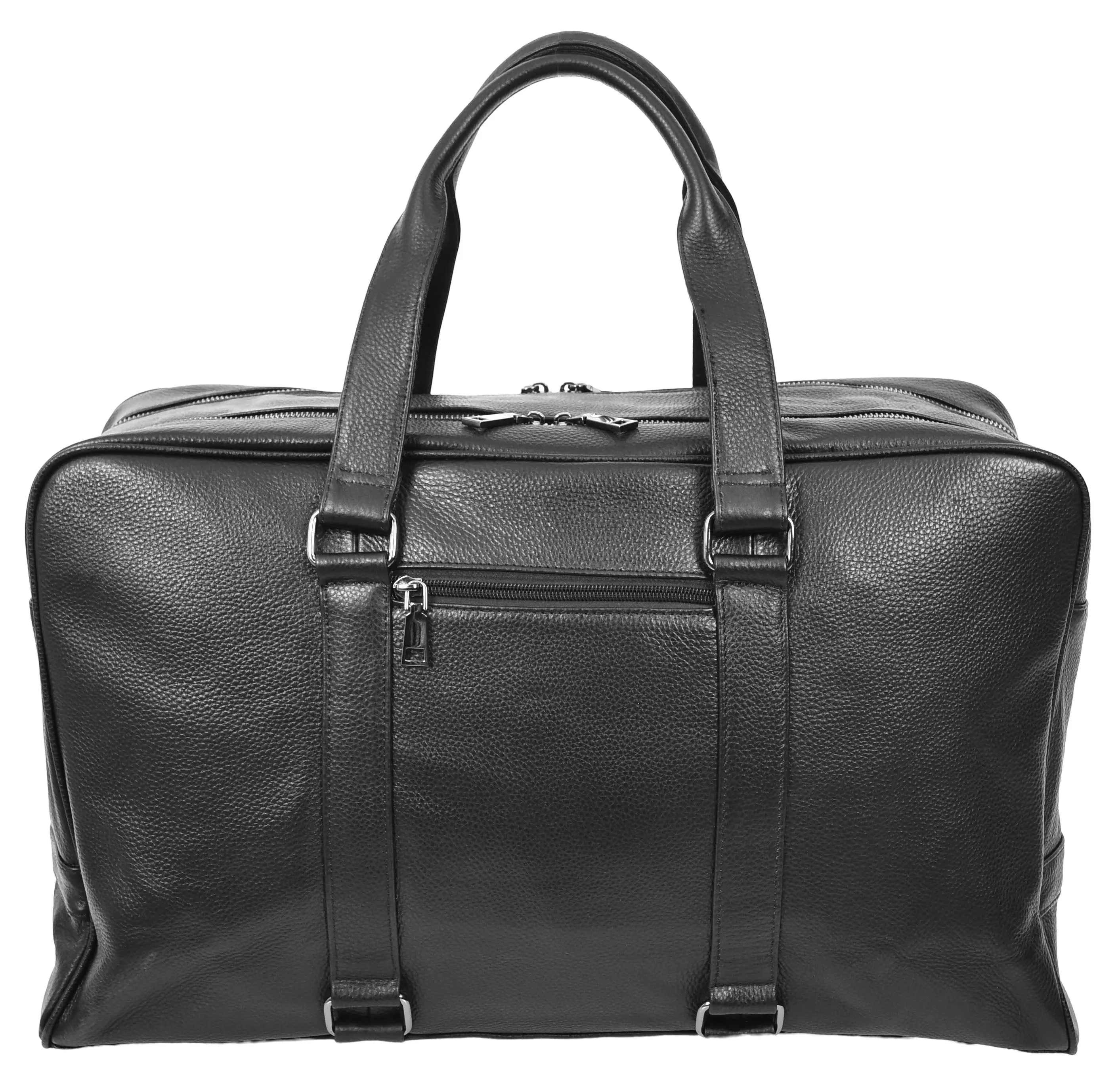 Alexis Leather Large Classic Weekend Travel Holdall Bag Black