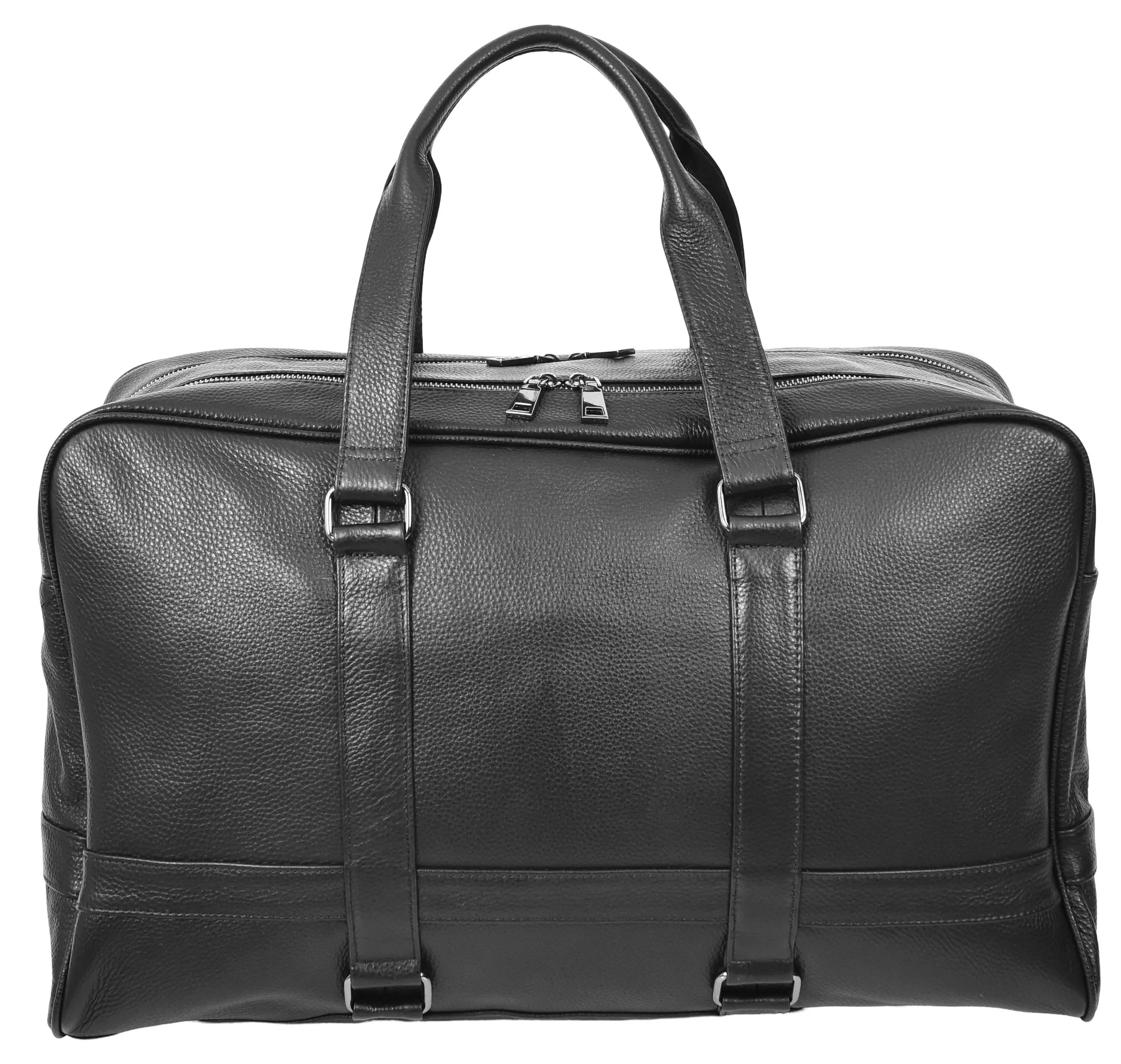 Alexis Leather Large Classic Weekend Travel Holdall Bag Black