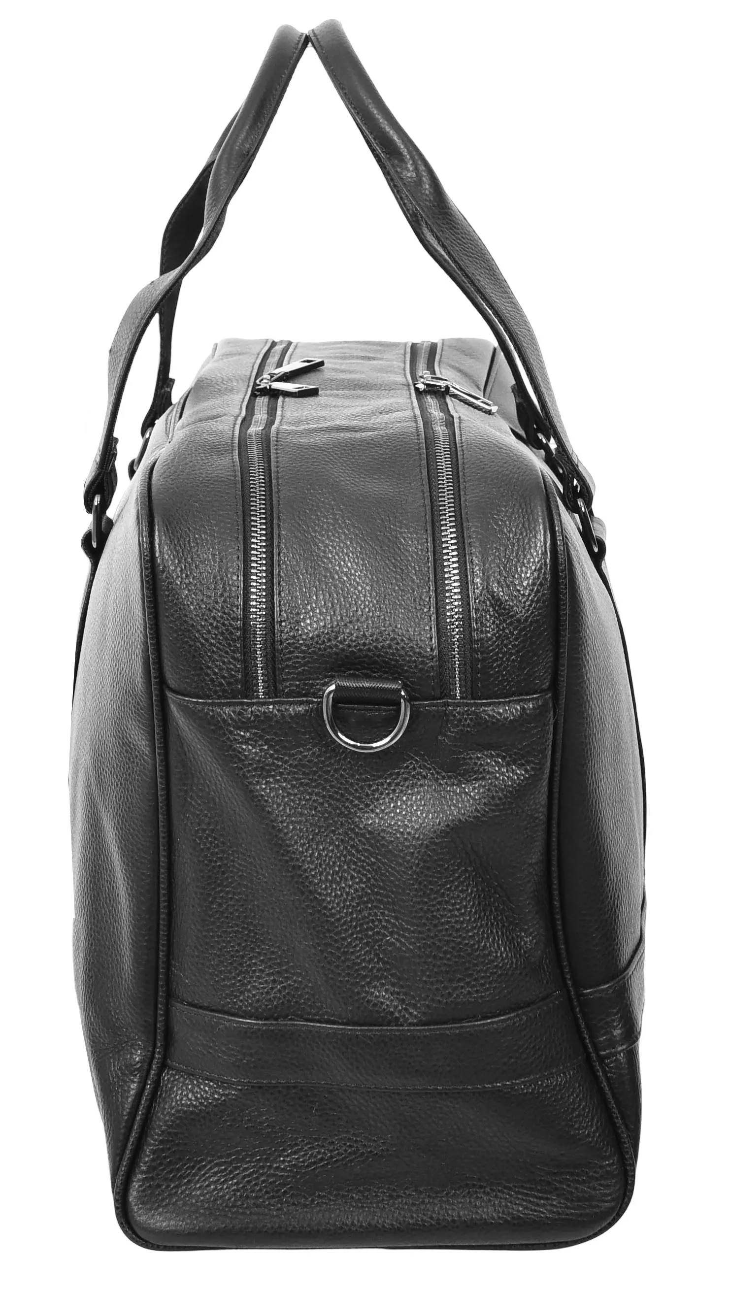 Alexis Leather Large Classic Weekend Travel Holdall Bag Black