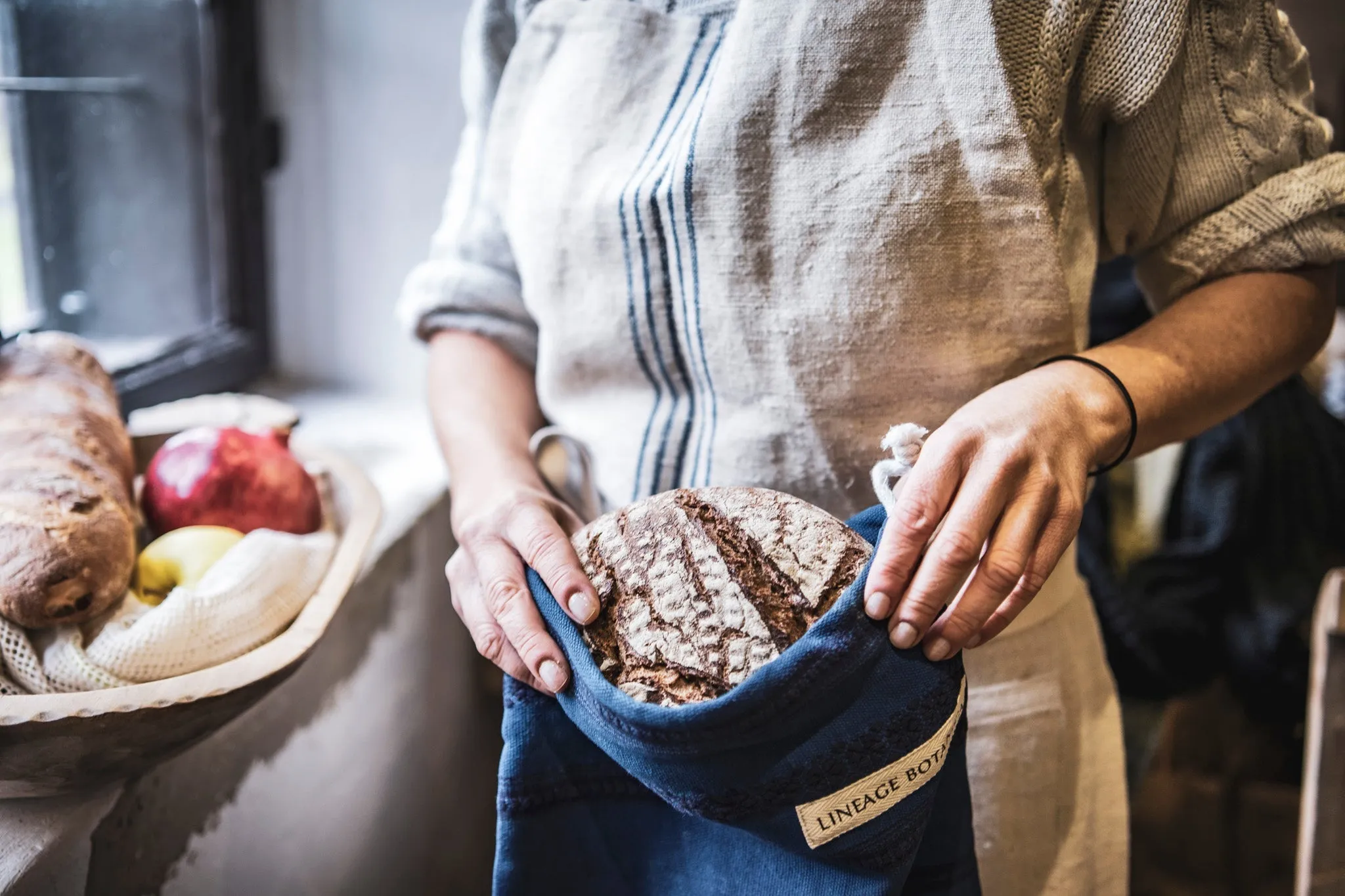 Bag: Handwoven antique and vintage hemp bread bags- BG152