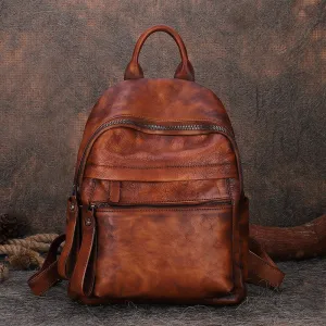 Best Vintage Green Leather Rucksack Bag Womens Vintage School Backpacks Leather Backpack Purse