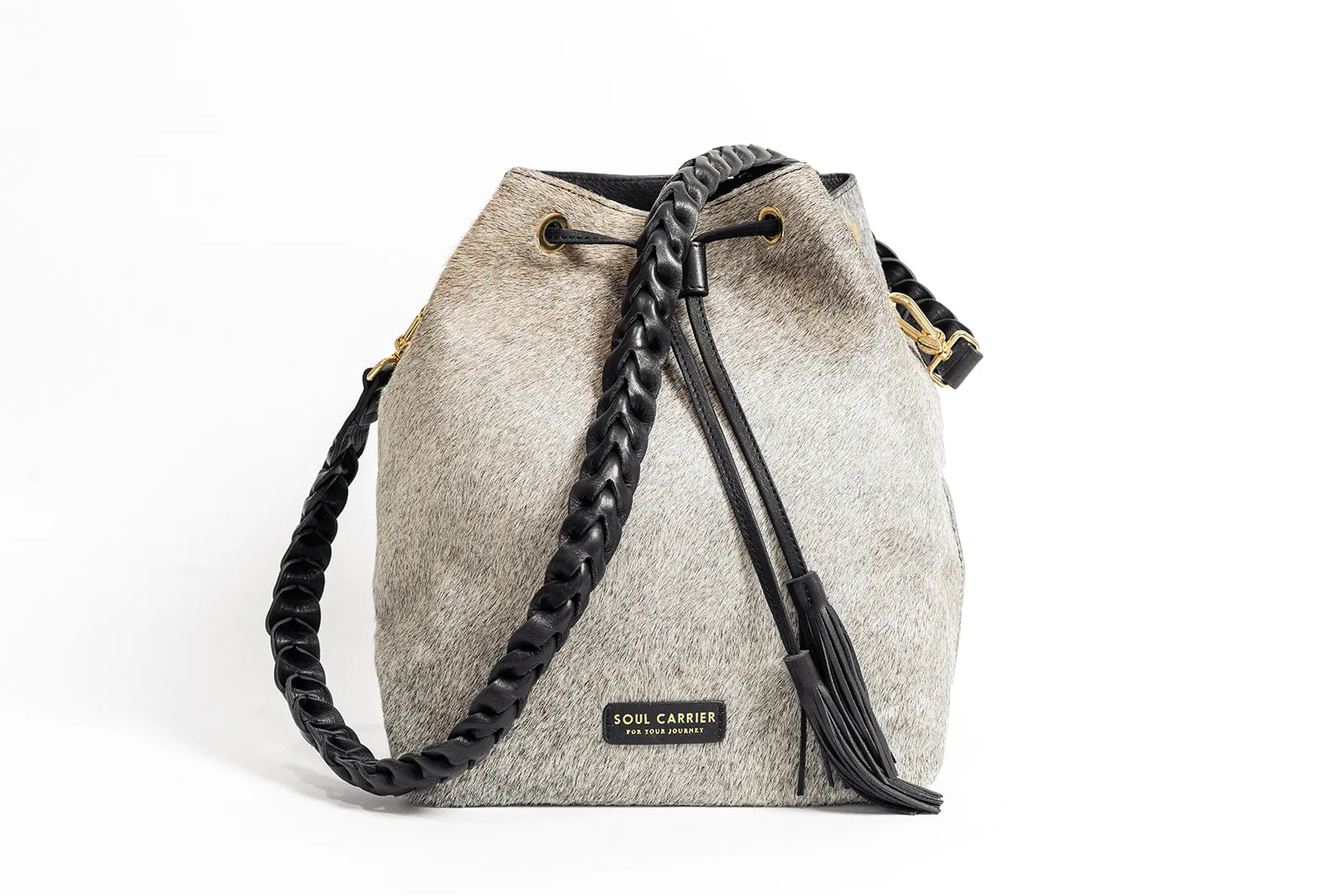 Black & White Cowhide Bucket Bag