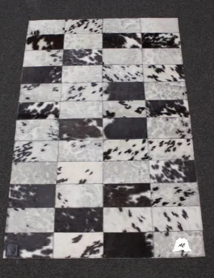 Black & white  Patchwork Cowhide Rug – 49 x 32 IN- 124 x 81 cm | Bedside Cowhide Patchwork