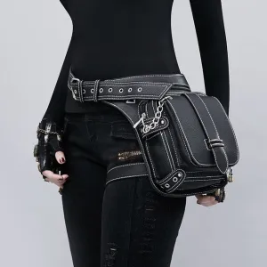 Black Leather Chain Outdoor Multi-function Bags C