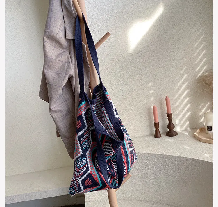 Bohemian Style Knitted Tote Bag