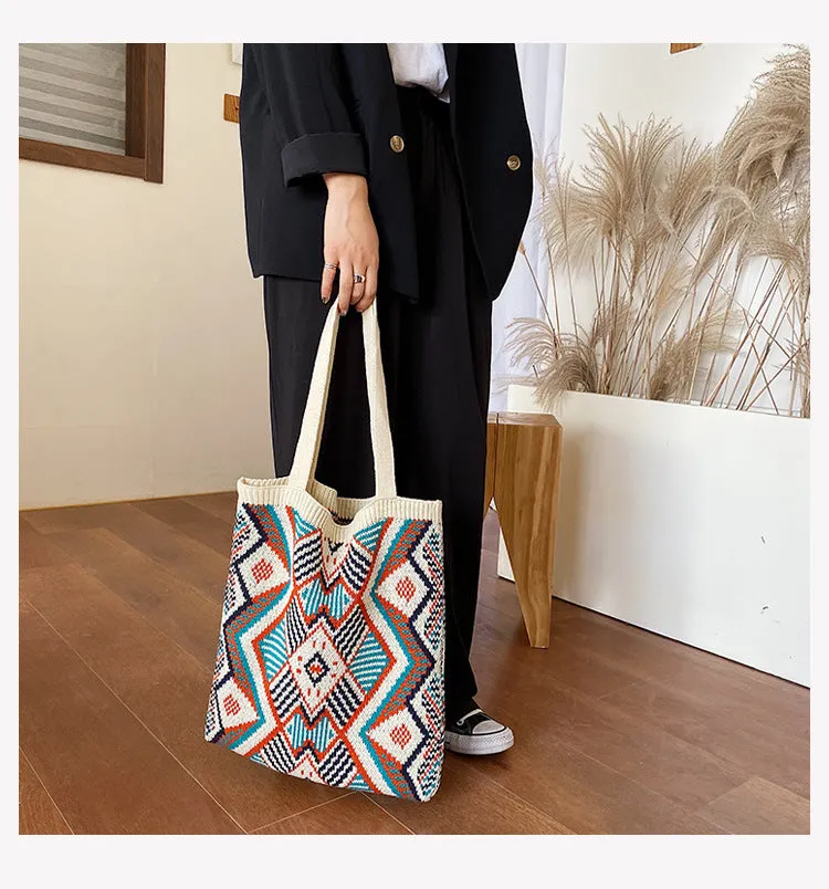 Bohemian Style Knitted Tote Bag