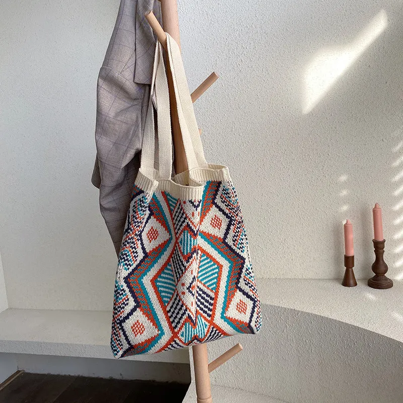 Bohemian Style Knitted Tote Bag