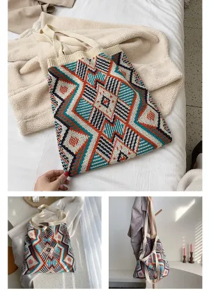 Bohemian Style Knitted Tote Bag