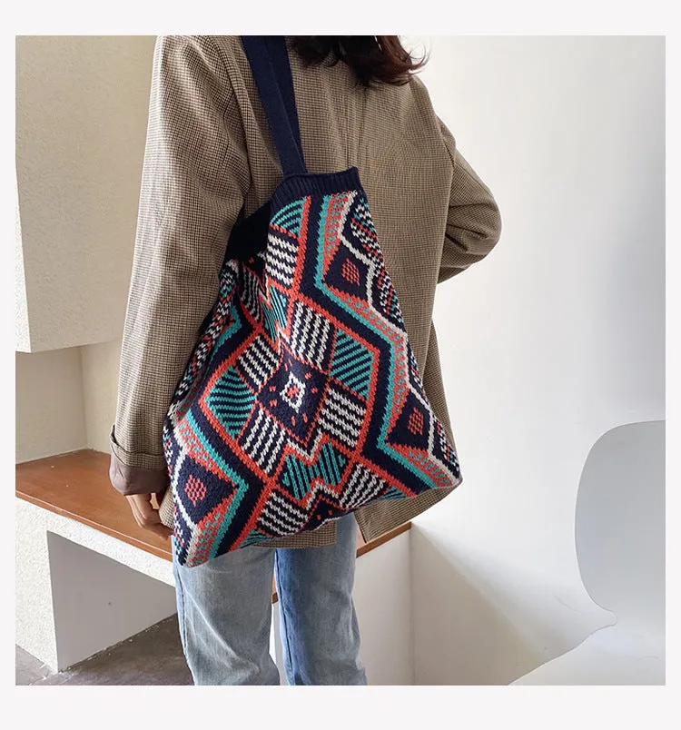 Bohemian Style Knitted Tote Bag