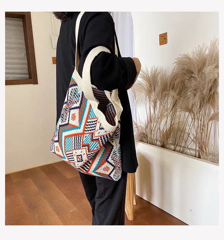 Bohemian Style Knitted Tote Bag