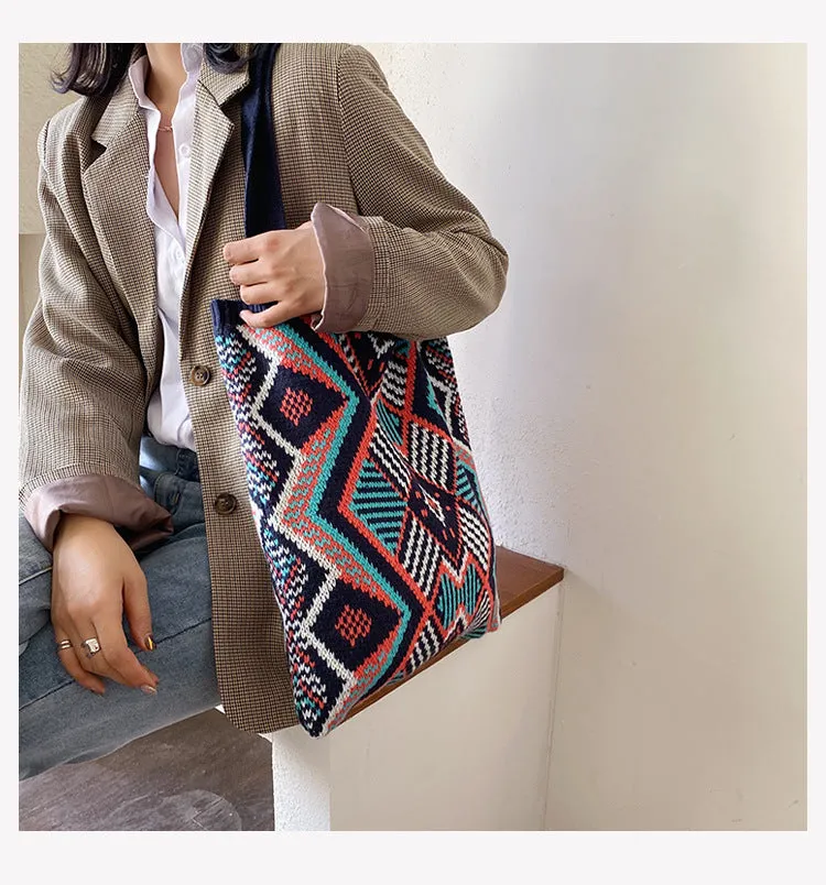 Bohemian Style Knitted Tote Bag