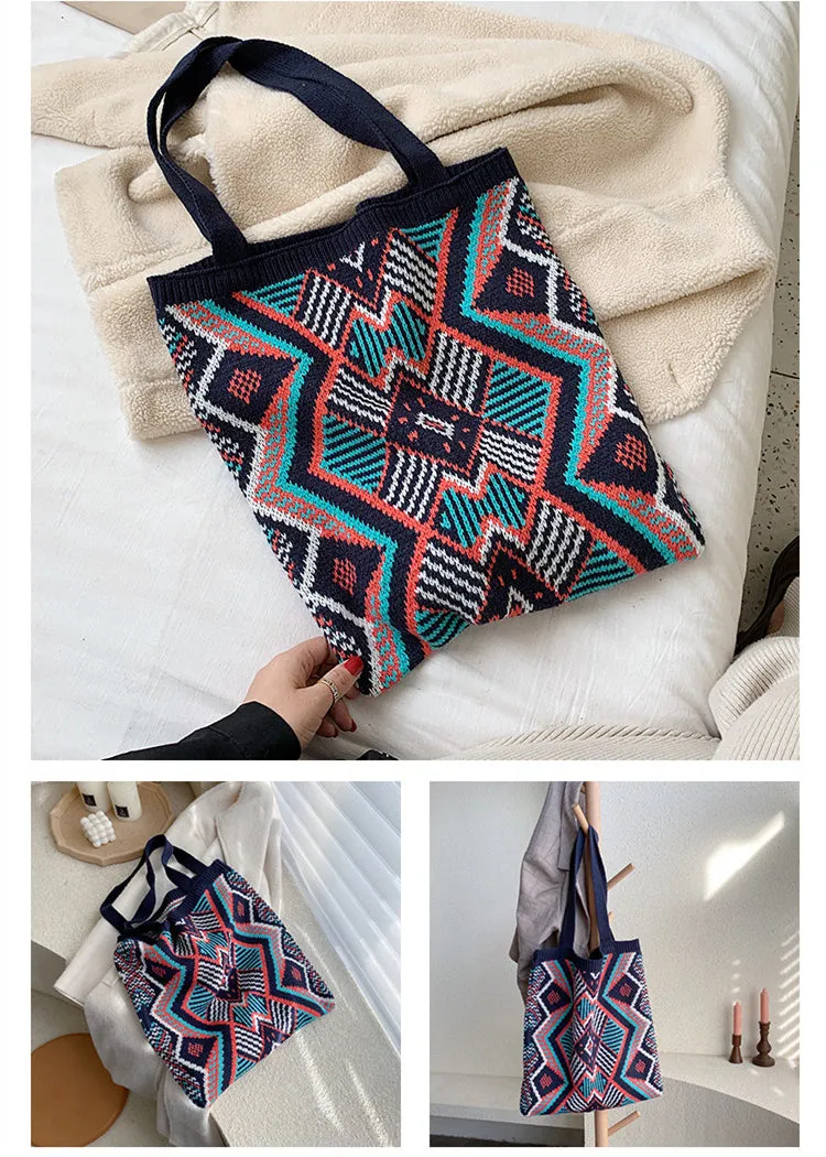 Bohemian Style Knitted Tote Bag