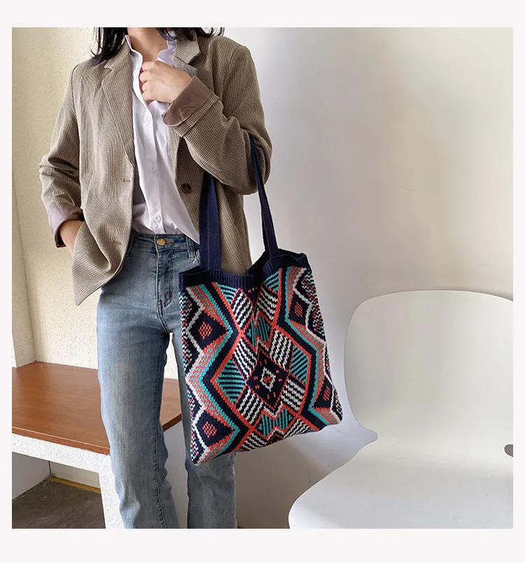 Bohemian Style Knitted Tote Bag