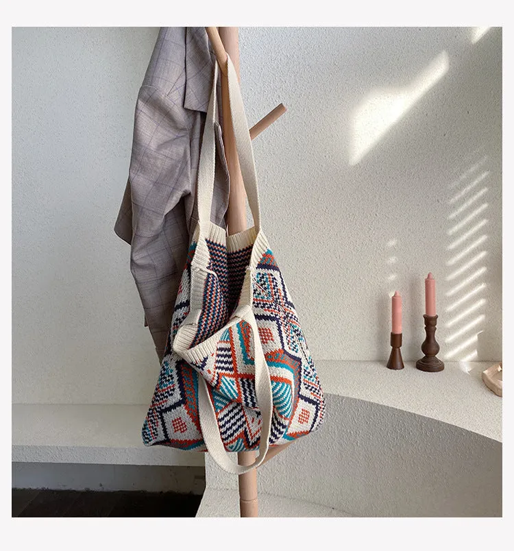 Bohemian Style Knitted Tote Bag