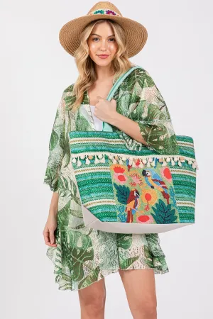BOHO PRINT FRINGE TOTE BAG