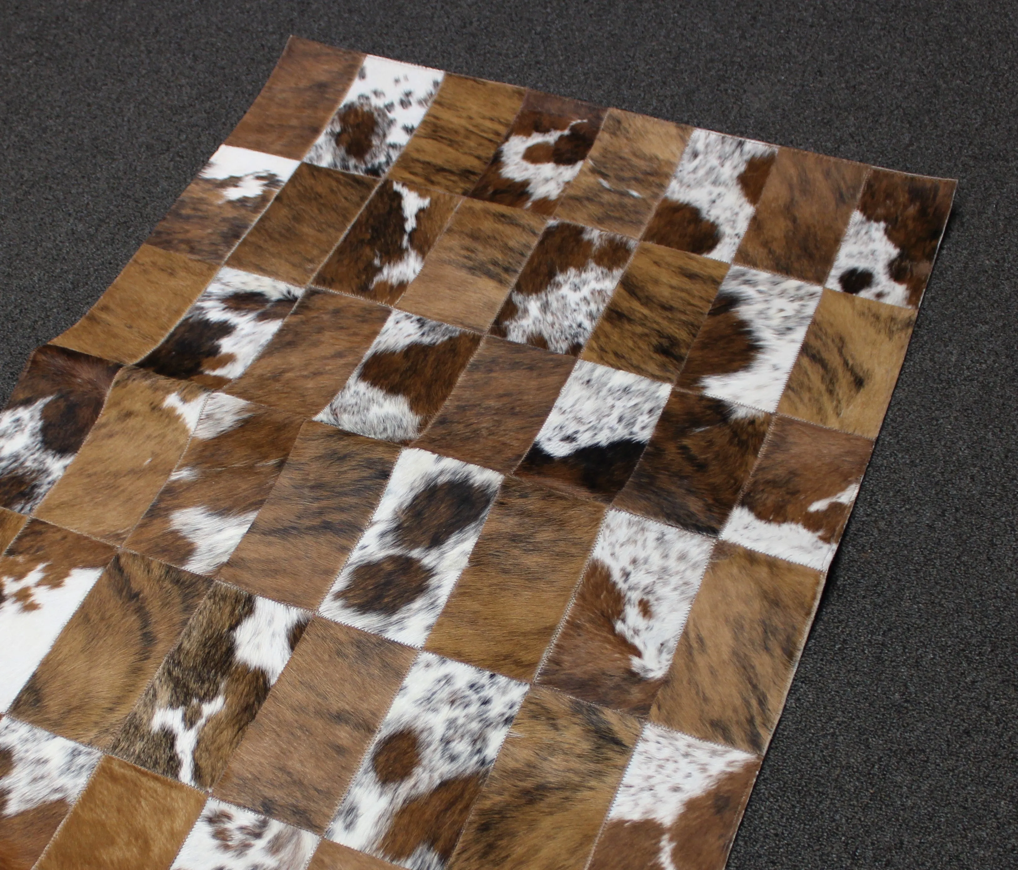 Brindle Patchwork Cowhide Rug –  Size 47 x 33 IN | 119x 83 cm | Premium Cowhide Rug