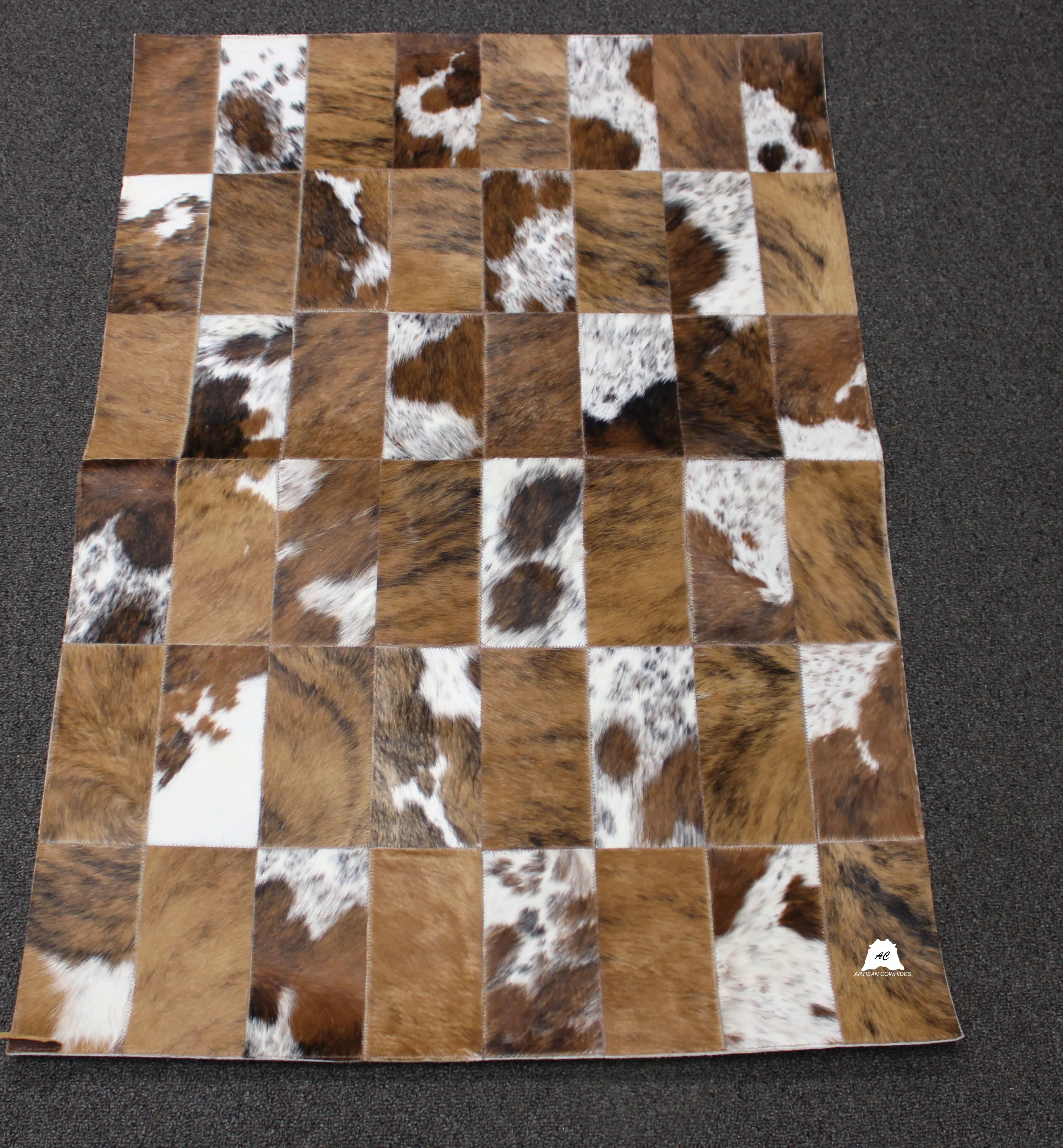 Brindle Patchwork Cowhide Rug –  Size 47 x 33 IN | 119x 83 cm | Premium Cowhide Rug