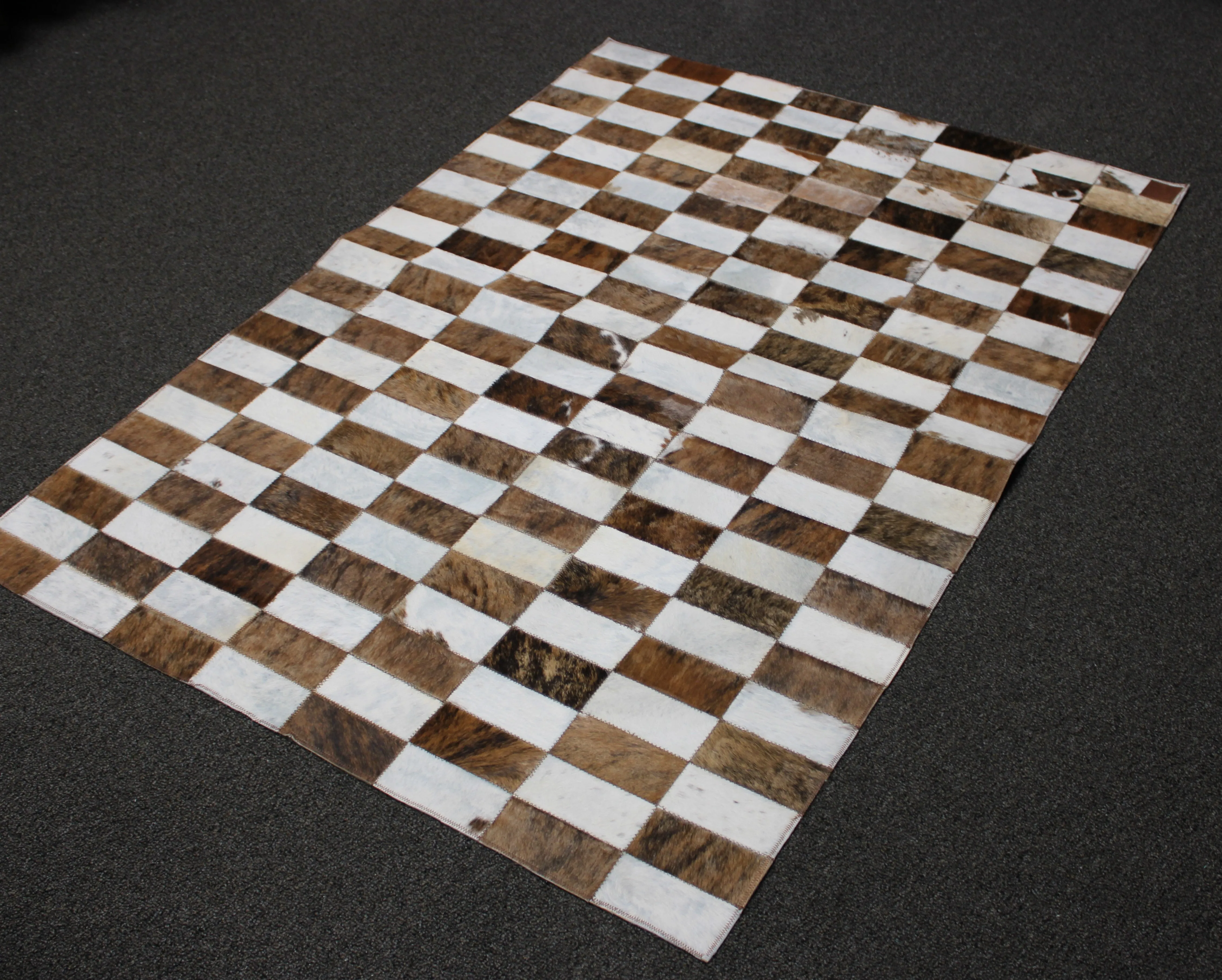 Brindle Patchwork Cowhide Rug – Size 58 x 41 IN | 144x 101 cm | Premium Cowhide Rug