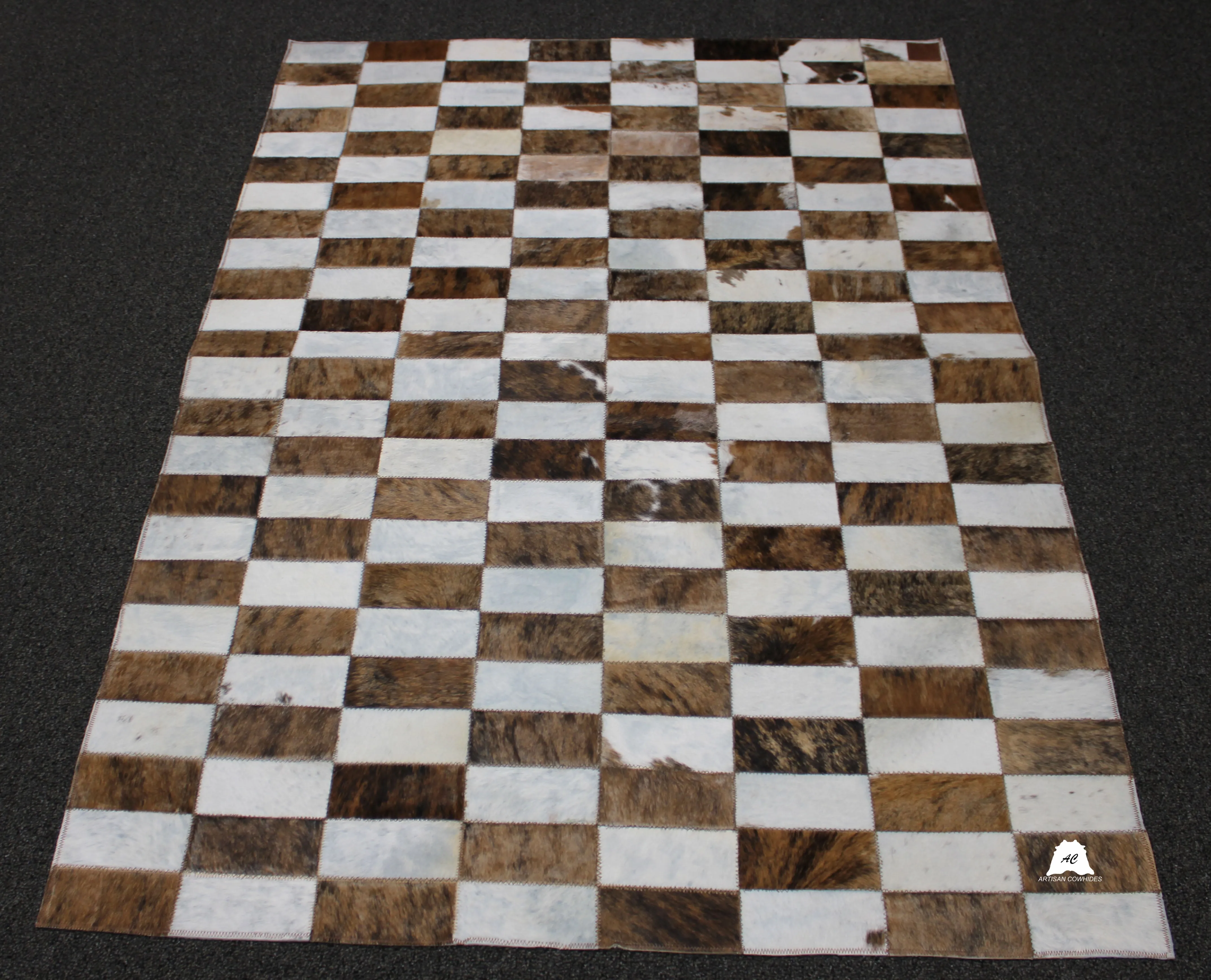 Brindle Patchwork Cowhide Rug – Size 58 x 41 IN | 144x 101 cm | Premium Cowhide Rug