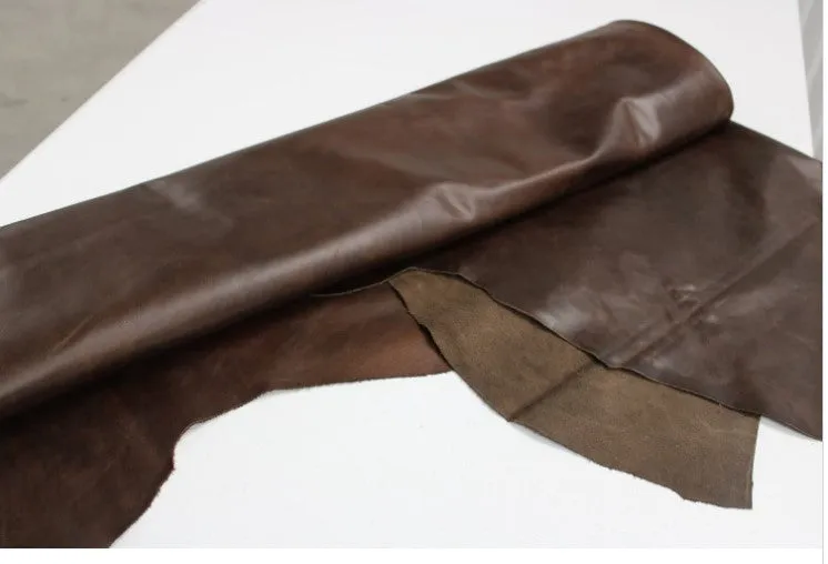 BROWN DISTRESSED LEATHER Pre-Cuts - Genuine Cowhide leather skins hides/ 12"x12", 12"x18", 12"x24", 24"x24"/ 2.5 oz - 3 oz (1.0 to 1.2mm)