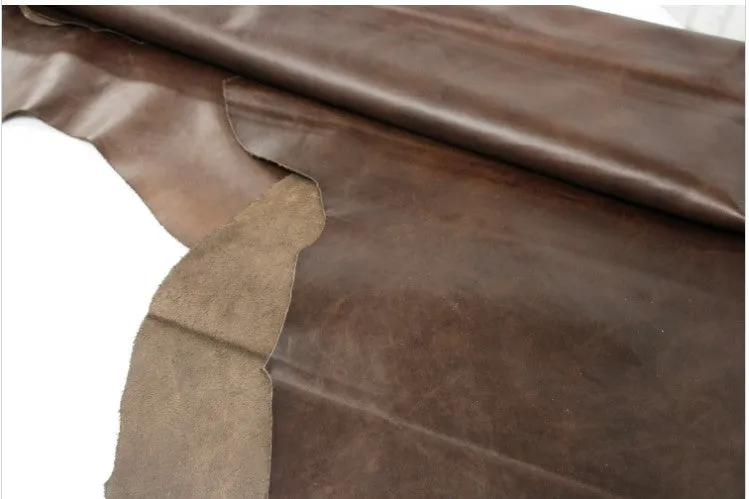 BROWN DISTRESSED LEATHER Pre-Cuts - Genuine Cowhide leather skins hides/ 12"x12", 12"x18", 12"x24", 24"x24"/ 2.5 oz - 3 oz (1.0 to 1.2mm)