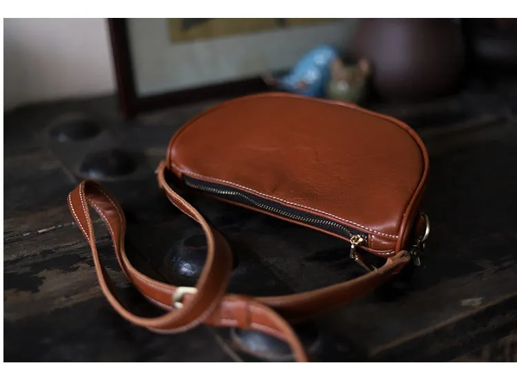 Brown LEATHER Saddle Side Bags WOMEN Contrast SHOULDER BAGs Small Crossbody Purse FOR WOMEN