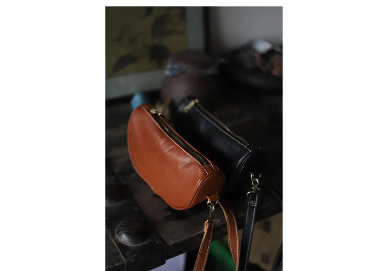 Brown LEATHER Saddle Side Bags WOMEN Contrast SHOULDER BAGs Small Crossbody Purse FOR WOMEN