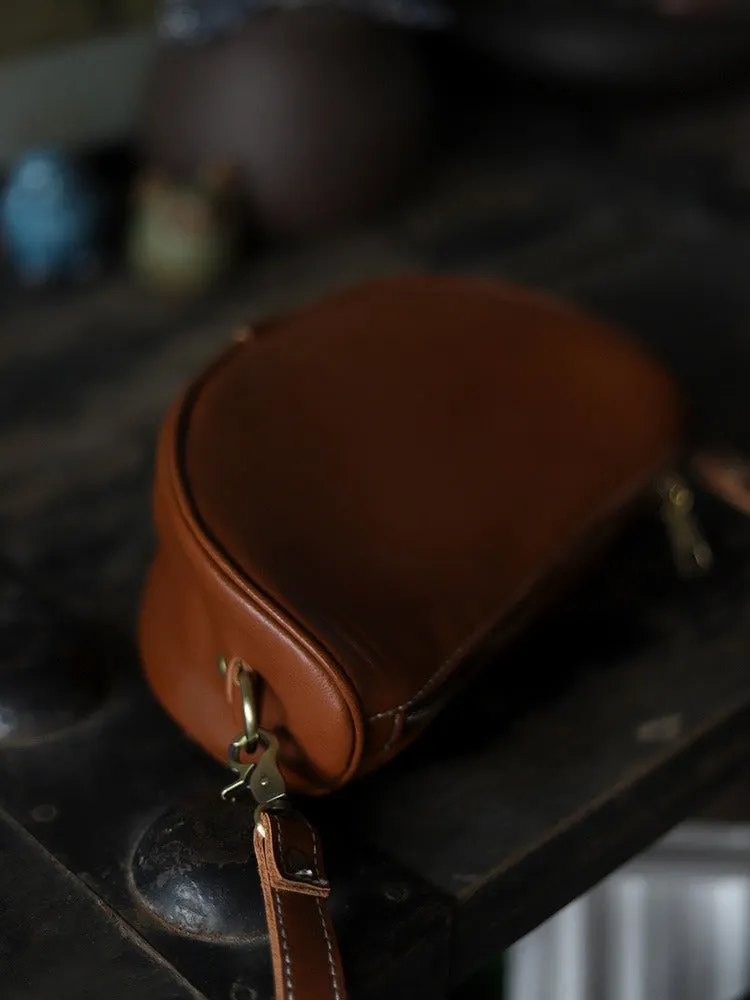 Brown LEATHER Saddle Side Bags WOMEN Contrast SHOULDER BAGs Small Crossbody Purse FOR WOMEN