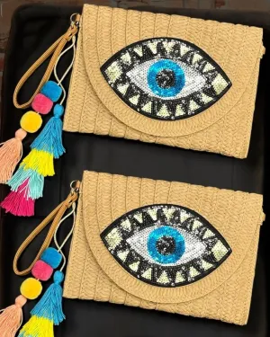 Brown Mystical Eye Boho Clutch