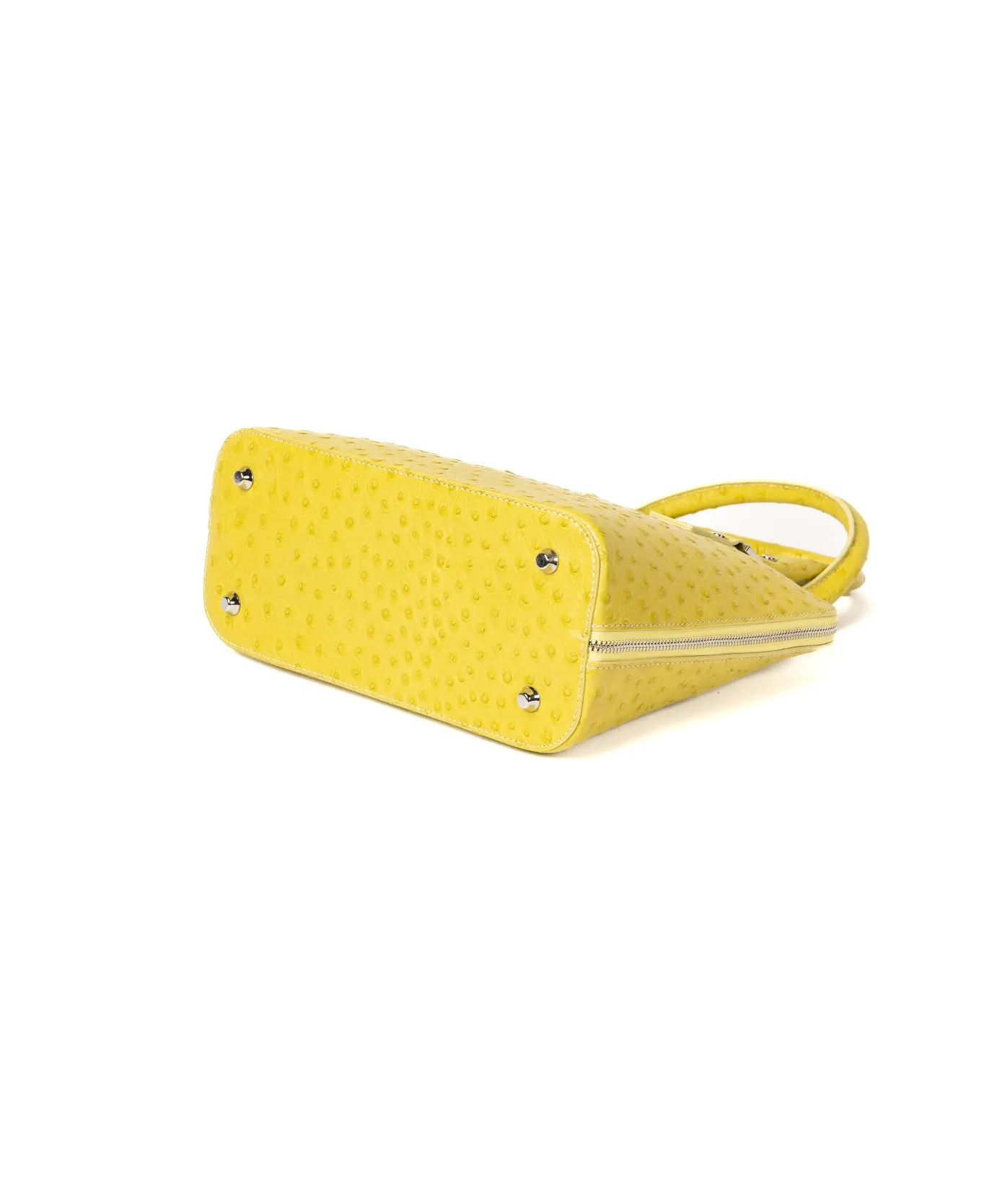 Bugatti Leather Bag Ostrich Effect Lime Yellow
