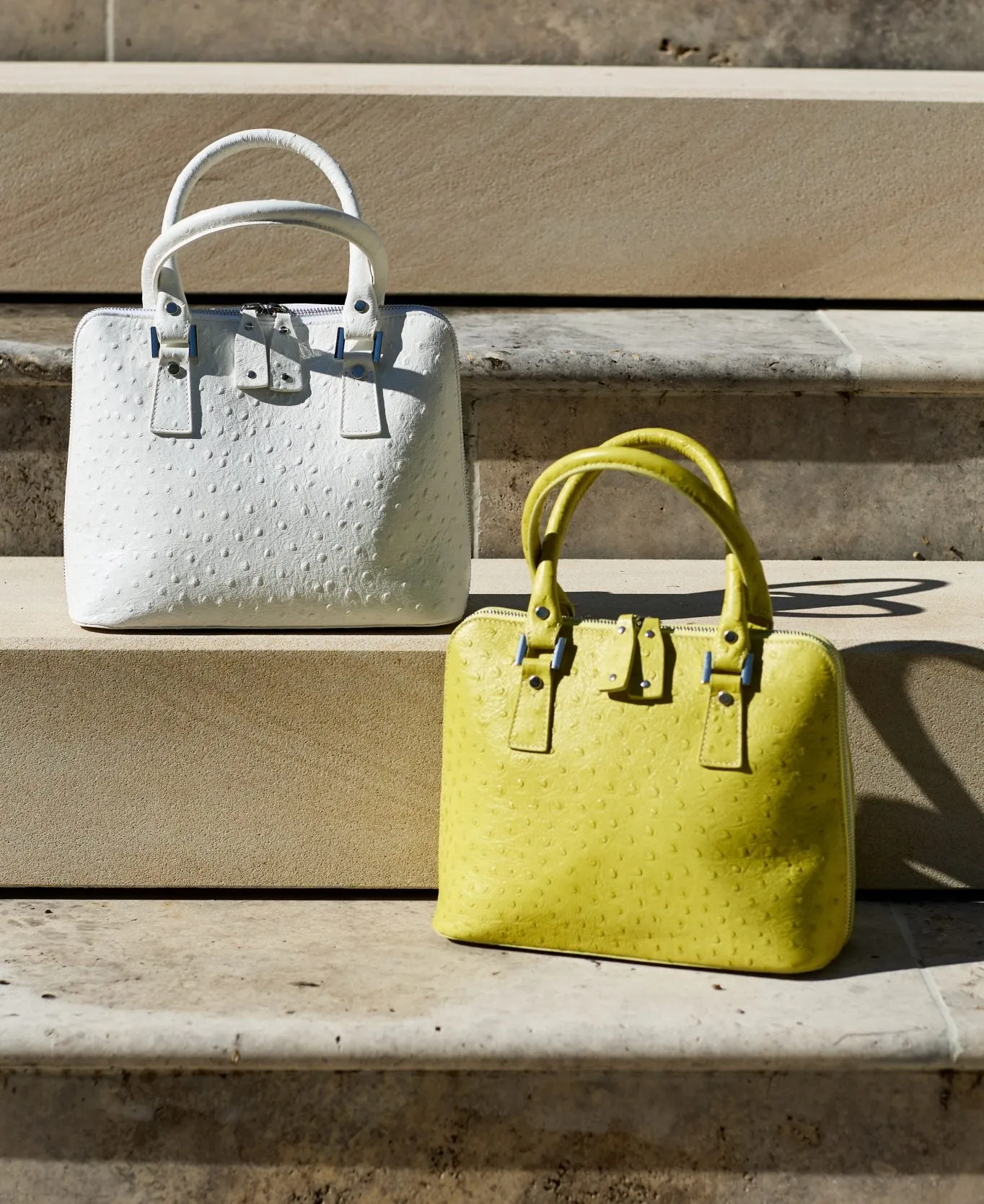 Bugatti Leather Bag Ostrich Effect Lime Yellow