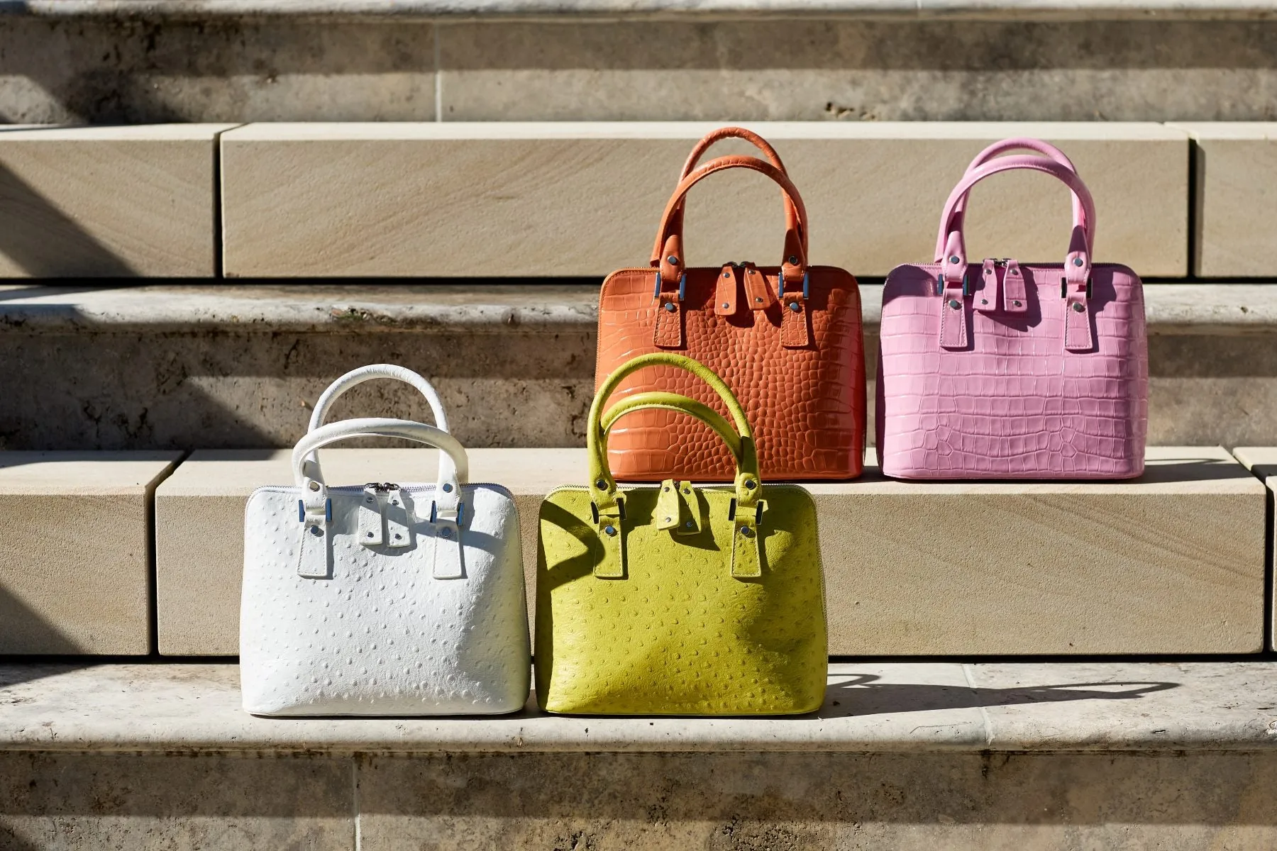 Bugatti Leather Bag Ostrich Effect Lime Yellow