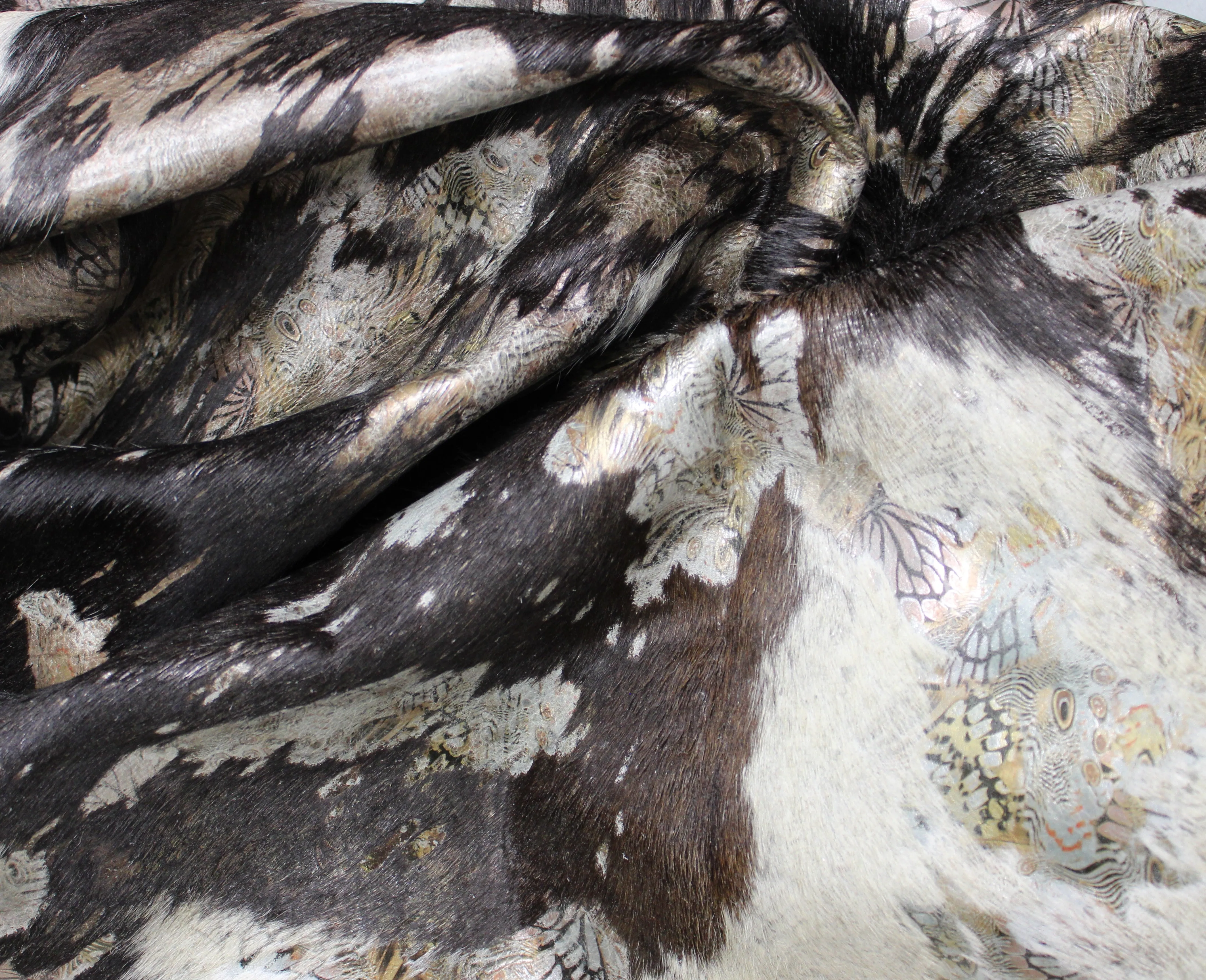 Butterfly Print  on   Dark Brown   COWHIDE -90x86 INCHES - Premium Cowhide Leather