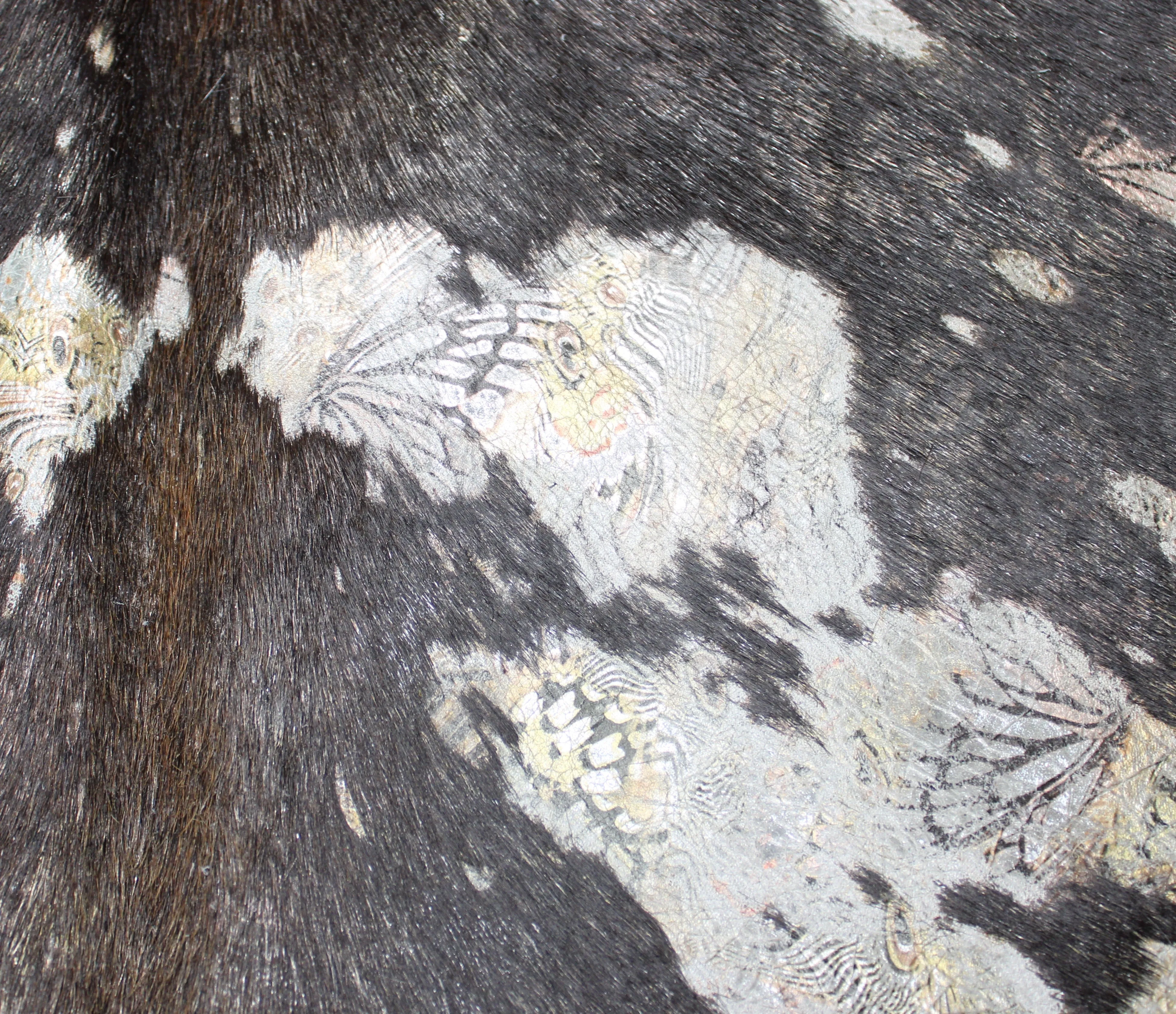 Butterfly Print  on   Dark Brown   COWHIDE -90x86 INCHES - Premium Cowhide Leather